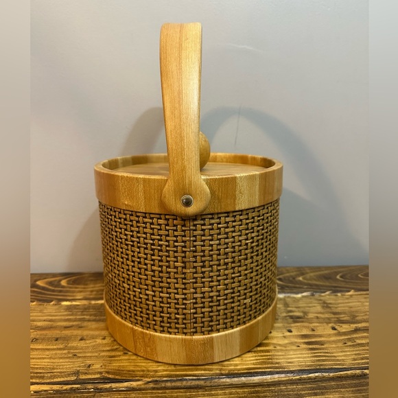 Vintage Elmar Mfg. Insulated Ice Bucket Basket Weave Design 1970's Made in USA - Picture 2 of 8